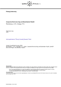 Tilburg University Corporate Restructuring and Bondholder