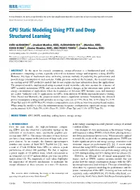 GPU Static Modeling Using PTX and Deep Structured Learning