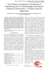 Trace Metal Concentration in Sediments of Tamirabarani River in Relationships with Physico Chemical Characteristics - a Study Using Gis Application