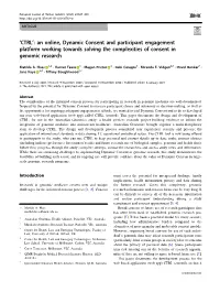 An Online, Dynamic Consent and Participant Engagement Platform Working Towards Solving the Complexities of Consent in Genomic Research