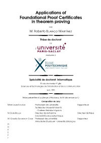 Applications of Foundational Proof Certificates in Theorem Proving