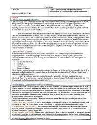 Climate Change and Global Warming, Introduction to Various Meteorological Equipments Subject: AGRICULTURE