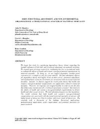 Debt, Structural Adjustment, and Non-Governmental Organizations: a Cross-National Analysis of Maternal Mortality