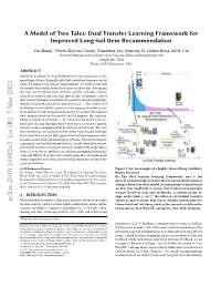 Dual Transfer Learning Framework for Improved Long-Tail Item Recommendation