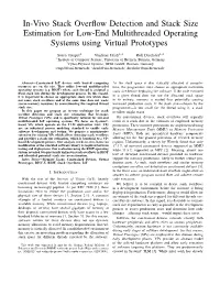 In-Vivo Stack Overflow Detection and Stack Size Estimation for Low