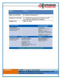 Neighbouring Group Participation in SN Reactions and Anchimeric Assistance P