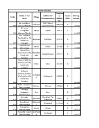 Pune Division Telephon Name of the Address for E/ Grade Library Sr No Village Library Correspondence Mobile /Class Number No