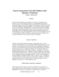 Sensory Integration Used with Children with Asperger's Syndrome