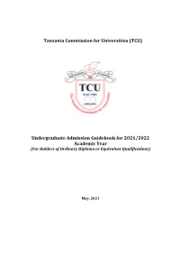 Undergraduate Admission Guidebook for 2021/2022 Academic Year (For Holders of Ordinary Diploma Or Equivalent Qualifications)