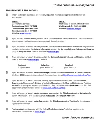 1St STOP CHECKLIST: IMPORT/EXPORT