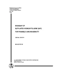 Butylated Hydroxytoluene (Bht) for Possible Carcinogenicity