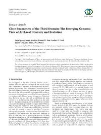 Close Encounters of the Third Domain: the Emerging Genomic View of Archaeal Diversity and Evolution
