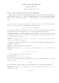 Complex Variables with Applications Department of Mathematics at CU