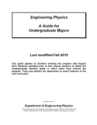 Engineering Physics a Guide for Undergraduate Majors