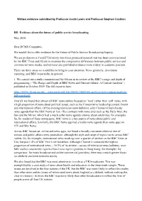 Evidence About the Future of Public Service Broadcasting May 2020