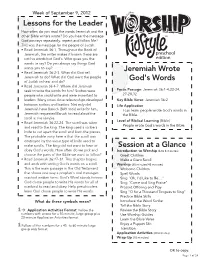 Lessons for the Leader Session at a Glance Jeremiah Wrote God's Words