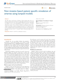 Non Invasive Based Patient Specific Simulation of Arteries Using Lumped Models
