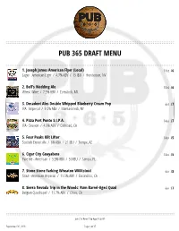 Pub 365 Draft Menu