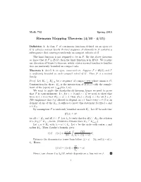 Riemann Mapping Theorem (4/10 - 4/15)