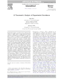 A Taxometric Analysis of Experiential Avoidance