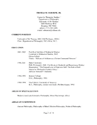 Page 1 of 10 THOMAS M. OSBORNE, JR. Center for Thomistic Studies / Department of Philosophy University of St. Thomas 3800 Montr