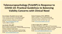 Teleneuropsychology (Telenp) in Response to COVID-19: Practical Guidelines to Balancing Validity Concerns with Clinical Need