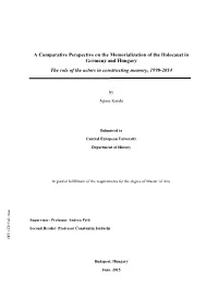 A Comparative Perspective on the Memorialization of the Holocaust In