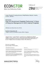 A Study of Resource Management in DOH-Retained Hospitals