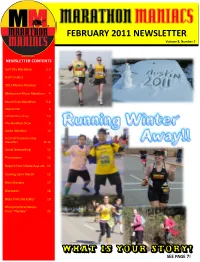 FEBRUARY 2011 NEWSLETTER Volume 8, Number 2