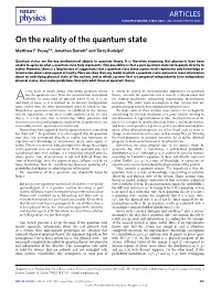 On the Reality of the Quantum State Matthew F