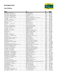 Rockingham Start List of Entries