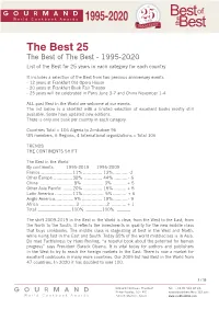 The Best 25 the Best of the Best - 1995-2020 List of the Best for 25 Years in Each Category for Each Country