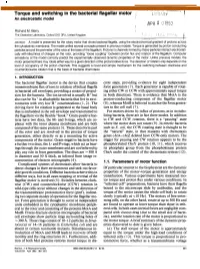 Torque and Switching in the Bacterial Flagellar Motor. an Electrostatic Model