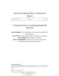 A Starting Point for Analyzing Basketball Statistics