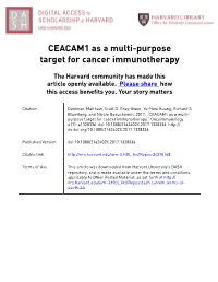 CEACAM1 As a Multi-Purpose Target for Cancer Immunotherapy
