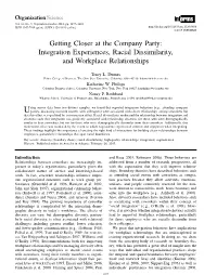 Getting Closer at the Company Party: Integration Experiences, Racial Dissimilarity, and Workplace Relationships