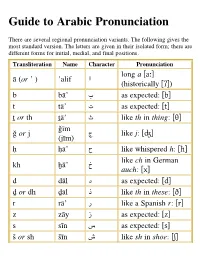 Guide to Arabic Pronunciation