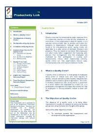 Quality Circle 1. Introduction 2. What Is a Quality Circle? 3. the Objectives