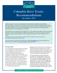 Columbia River Treaty: Recommendations December 2013
