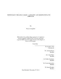 Finiteness in Jordanian Arabic: a Semantic and Morphosyntactic Approach