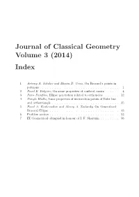 Journal of Classical Geometry Volume 3 (2014) Index