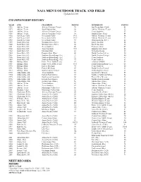 NAIA MEN's OUTDOOR TRACK and FIELD Updated 6/1/09