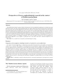 Perspectives of Forest Ecophysiological Research in the Context of Mediterranean Basin M