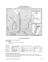 West Fork Blacks Fork River Mileage : Studied: 11.9 Miles, from Source to Trailhead Eligible: Same