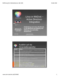 Linux in Nwznet – Active Directory- Integration
