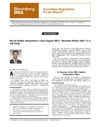 Recent Auditor Independence Cases Suggest SEC's 'Operation Broken Gate'