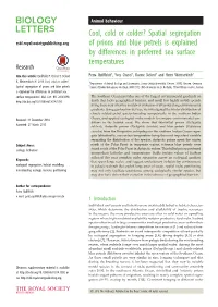 Spatial Segregation of Prions and Blue Petrels Is Explained by Differences in Preferred Sea Surface Temper