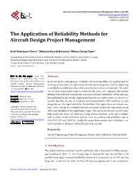 The Application of Reliability Methods for Aircraft Design Project Management