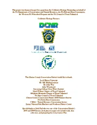 This Project Was Financed in Part by a Grant from the Coldwater Heritage Partnership on Behalf of the PA Department of Conservat
