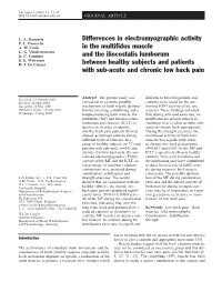 Differences in Electromyographic Activity in the Multifidus Muscle And